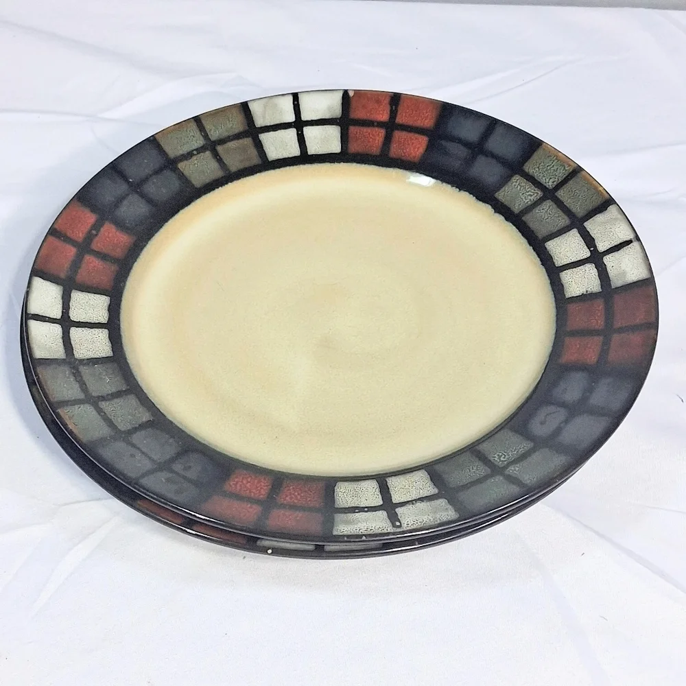 Set Of 2 Pfaltzgraff 8.5" Western Motif Geometric Pattern Salad/Bread Plates - Picture 3 of 8